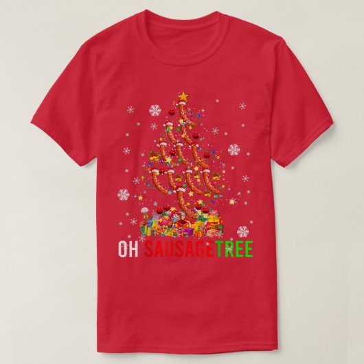 Oh Sause Tree Funny Xmas Light Santa Sausag T-shirt (Design voorkant)