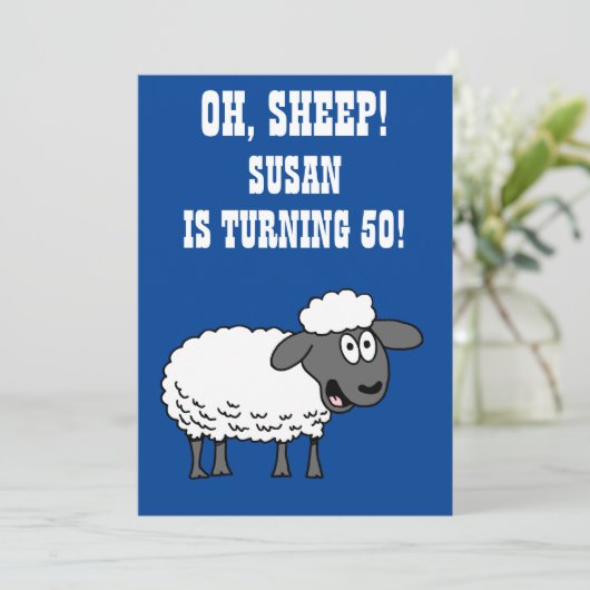 Oh schaap, iemand wordt 50 50ste verjaardag kaart (Staand voorkant)