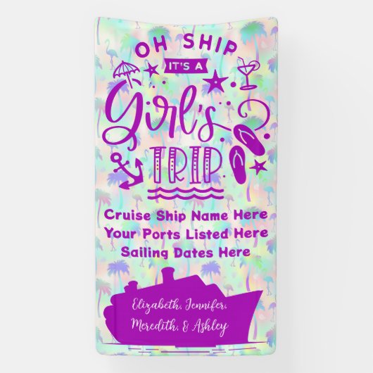 Oh schip het is een Girl's Trip Cruise deur Spandoek (Verticaal)