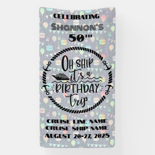 Oh schip het is een verjaardagsreis cruise deur spandoek (Verticaal)