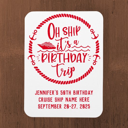 Oh schip verjaardag reis cruise deur magneet