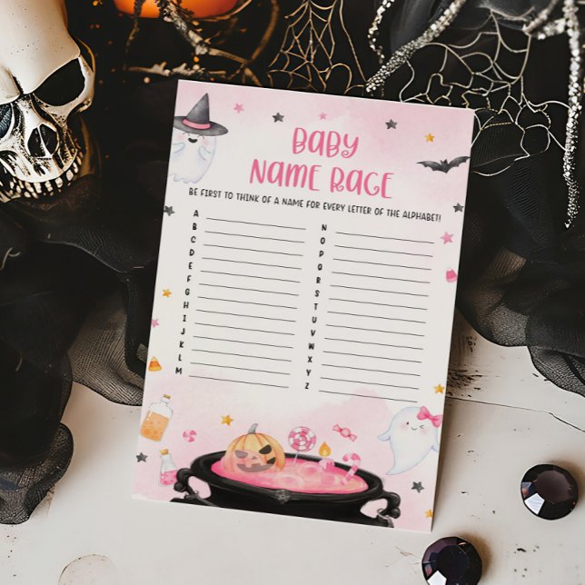 Oh Sheet Ghoul Halloween Baby Naam Race Game (Pink Oh Sheet Baby Shower Baby Name Race Game)