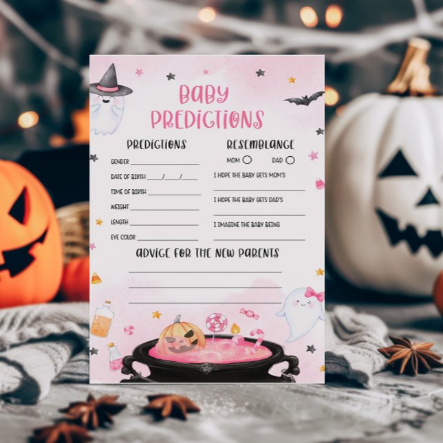 Oh Sheet Ghoul Halloween Baby voorspellingen spel (Pink Oh Sheet Baby Shower Baby Predictions Game)
