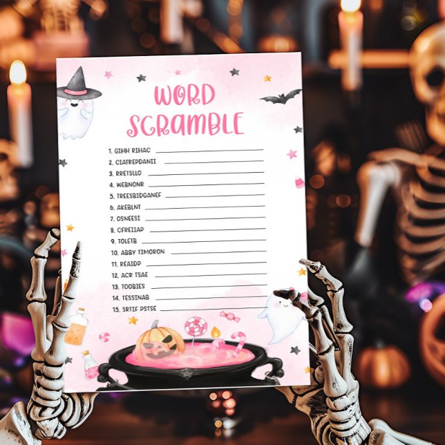 Oh Sheet Ghoul Halloween Word Scramble Game (Pink Oh Sheet Baby Shower Word Scramble Game)