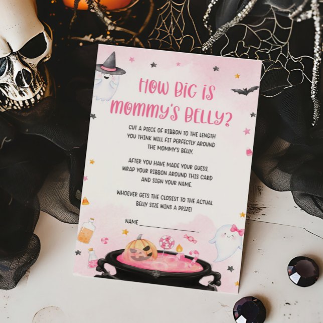 Oh Sheet Halloween Hoe groot is Mommys Belly Game (Pink Oh Sheet Baby Shower How Big is Mommys Belly Game)