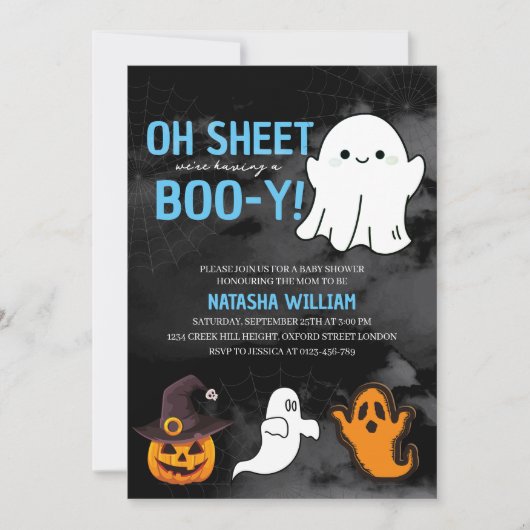 Oh Sheet, we hebben een Boo-y Boy Halloween Kaart (Voorkant)
