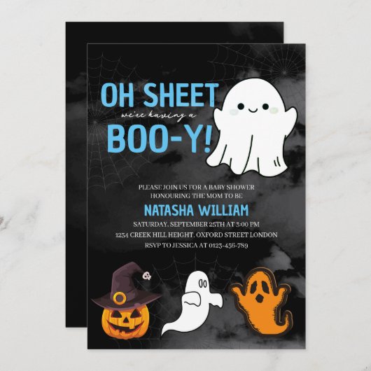 Oh Sheet, we hebben een Boo-y Boy Halloween Kaart (Voorkant / Achterkant)