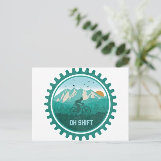 Oh Shift Retro Mountain Bike  MTB-fietsen Briefkaart (Staand voorkant)