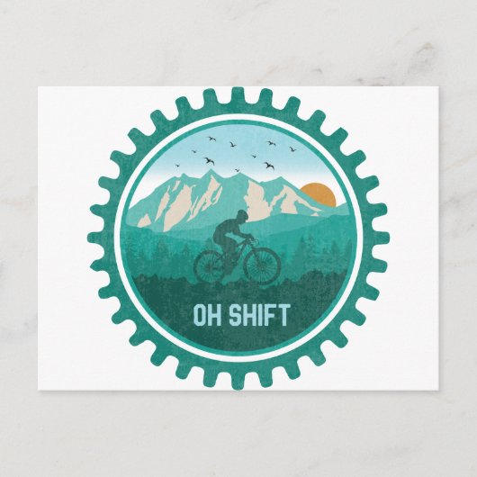 Oh Shift Retro Mountain Bike  MTB-fietsen Briefkaart (Voorkant)