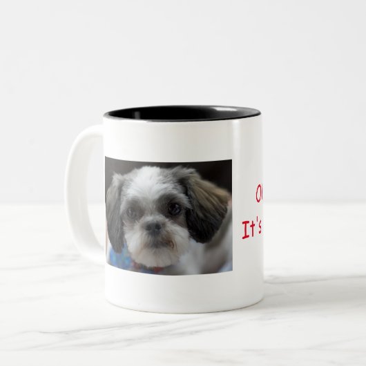 OH SHIH TZU Het is Koffietijd Tweekleurige Koffiemok (Voorkant links)
