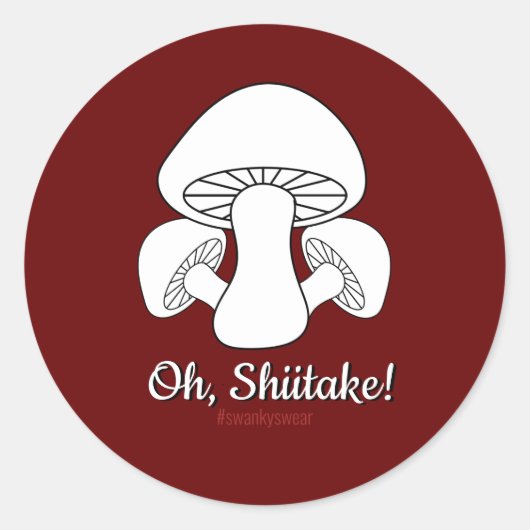 Oh Shiitake (donkerrood) Ronde Sticker (Voorkant)