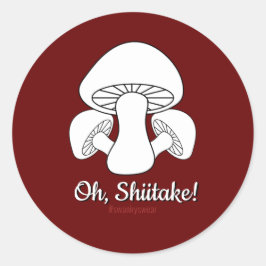 Oh Shiitake (donkerrood) Ronde Sticker