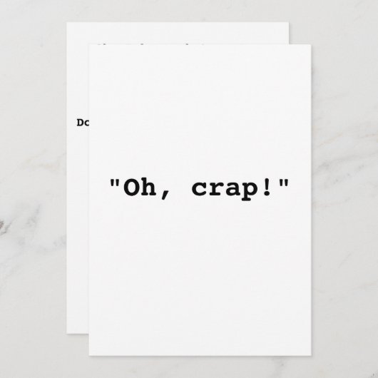 "Oh, shit!" uitnodiging (Voorkant / Achterkant)