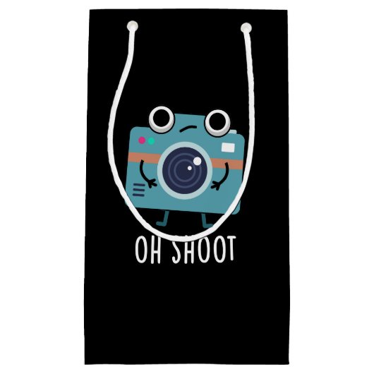 Oh Shoot Funny Photographer camera Pun Dark BG Klein Cadeauzakje (Voorkant)