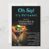 Oh Sip Funny Black Martini Halloween Kostuumfeest Kaart (Voorkant)