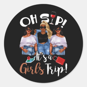Oh Sip, het is een meisje met een trip op een vlin Ronde Sticker