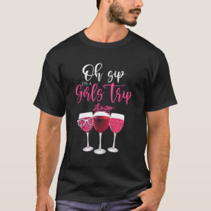 Oh sip het is een reis luipaard print wijnglazen t-shirt