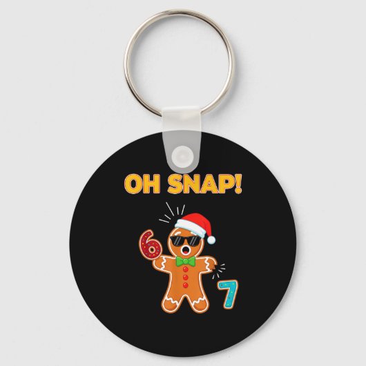 Oh Snap 67 Six Seven Meme Gemberkoek Man Grappig 6 Sleutelhanger (Voorkant)