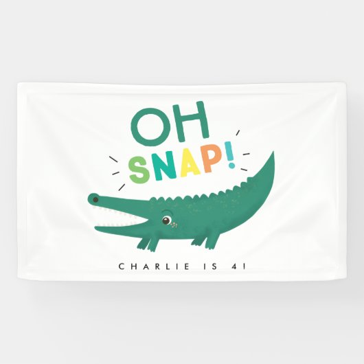 Oh Snap Alligator Crocodile Birthday party Banner (Horizontaal)