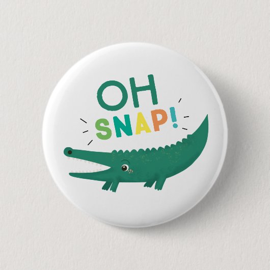 Oh Snap Alligator Crocodile Birthday party Button (Voorkant)