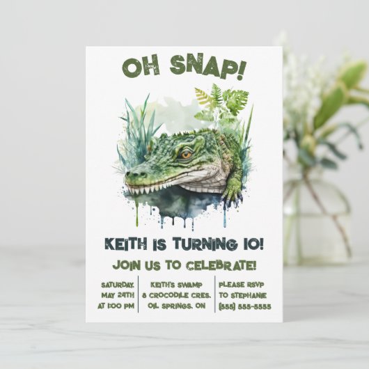 Oh Snap! Alligator, Crocodile verjaardagsfeestje Kaart (Staand voorkant)