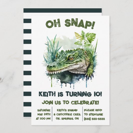 Oh Snap! Alligator, Crocodile verjaardagsfeestje Kaart (Voorkant / Achterkant)
