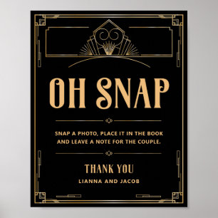 Oh Snap Art Deco 20s Zwart Goud Huwelijk Poster
