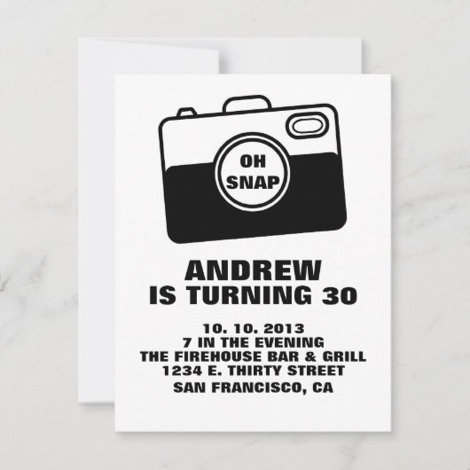OH SNAP Birthday Invitation. Kaart (Voorkant)