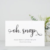 "Oh Snap" Black White hashtag Weddenschap (Staand voorkant)