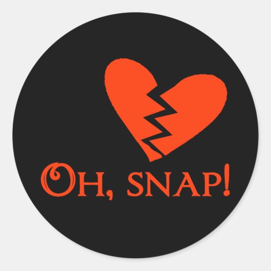 Oh Snap Broken Heart Valentijn of Anti Valentine Ronde Sticker (Voorkant)