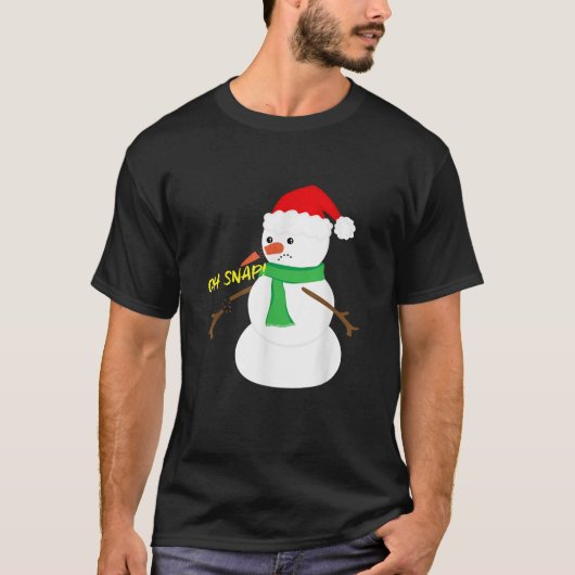 Oh Snap Broken Nose Arm Snowman Christmas T Shirt (Voorkant)