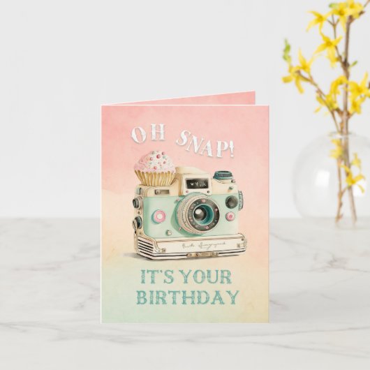 Oh Snap | Camera Birthday Kaart (Gele Bloem)
