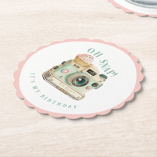 Oh Snap | Camera Birthday Kartonnen Onderzetters (Gekanteld)