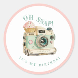 Oh Snap | Camera Birthday Ronde Sticker