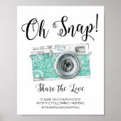Oh Snap Camera Hashtag Weddenschap Poster (Voorkant)