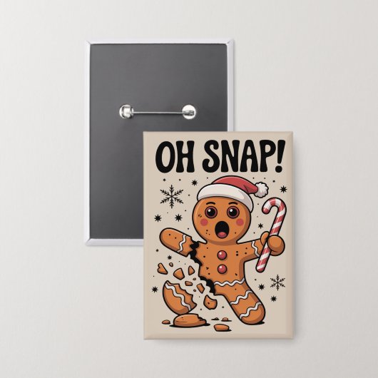 Oh Snap! Christmas Gingerbread Cookie Santa Hat  Button (Voorkant / Achterkant)