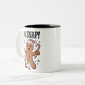Oh Snap! Christmas Gingerbread Cookie Santa Hat Tweekleurige Koffiemok (Voorkant links)