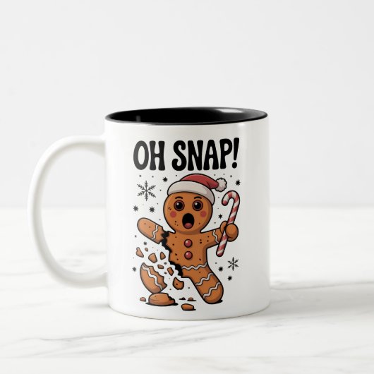 Oh Snap! Christmas Gingerbread Cookie Santa Hat Tweekleurige Koffiemok (Links)