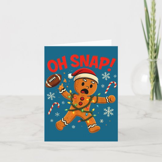 Oh Snap Christmas Gingerbread Funny Football Light Kaart (Voorkant)