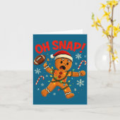 Oh Snap Christmas Gingerbread Funny Football Light Kaart (Gele Bloem)
