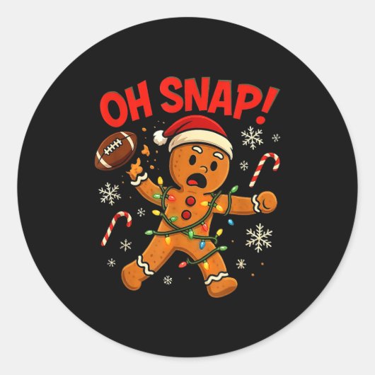 Oh Snap Christmas Gingerbread Funny Football Light Ronde Sticker (Voorkant)