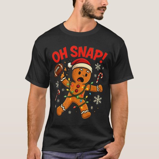 Oh Snap Christmas Gingerbread Funny Football Light T-shirt (Voorkant)