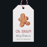 Oh Snap Christmas Gingerbread Man Gift Label Cadeaulabel<br><div class="desc">Schattig cadeau label voor Kerstmis. Met waterverf peperkoek man.</div>