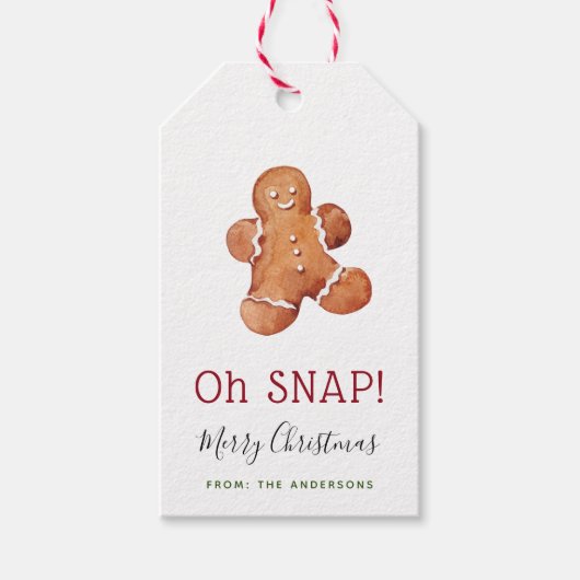 Oh Snap Christmas Gingerbread Man Gift Label Cadeaulabel (Voorkant)