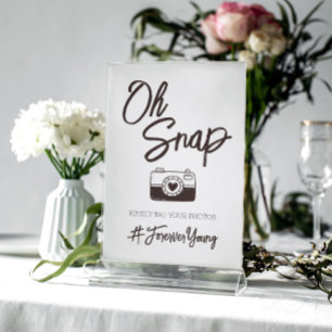 Oh Snap Cute Wedding Photo Hashtag Sign Poster
