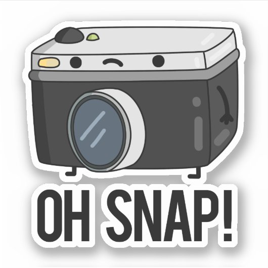 Oh Snap Funny Camera Pun Sticker (Voorkant)