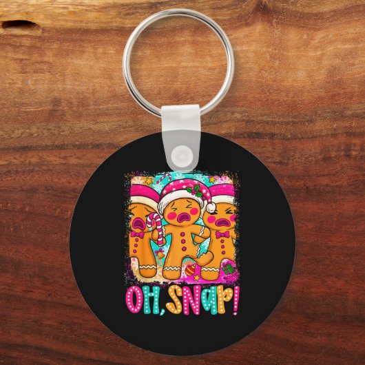 Oh Snap Funny Christmas Gingerbread Man Xmas Cooki Sleutelhanger (Voorkant)