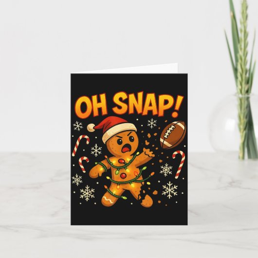 Oh Snap Funny Gingerbread Football Christmas Light Kaart (Voorkant)