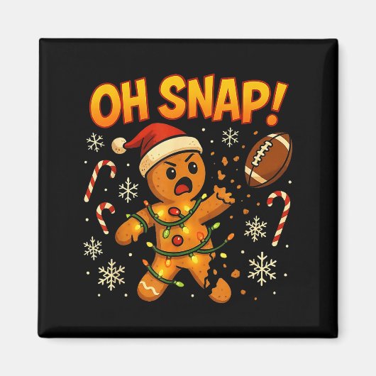 Oh Snap Funny Gingerbread Football Christmas Light Magneet (Voorkant)