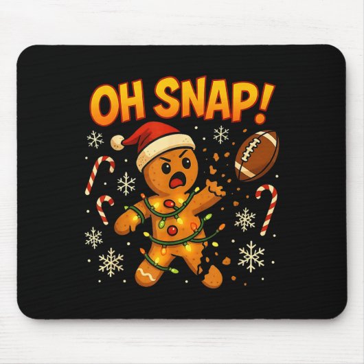 Oh Snap Funny Gingerbread Football Christmas Light Muismat (Voorkant)